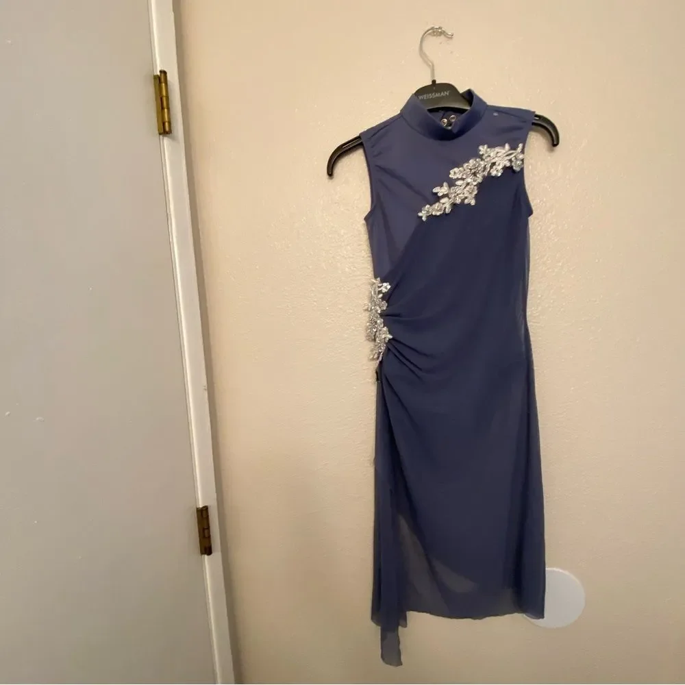WEISSMAN Dance costume lyrical blue mesh dress Beneath Your Beautiful 12437 MC